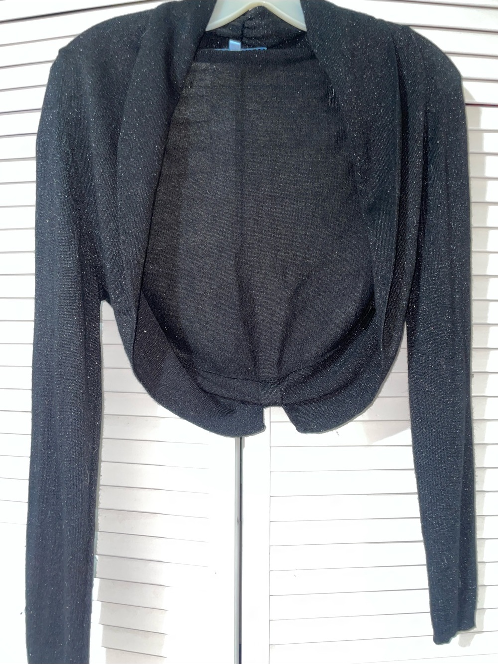 ANTONIO MELANI Black Sparkle Cropped Open-Front Shrug